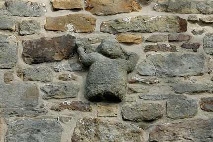 Figur ("Leckmek") am Kirchturm